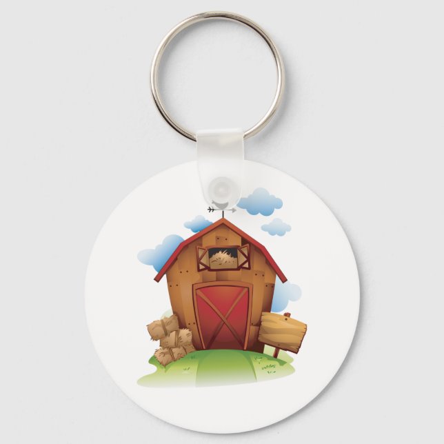 Porte-clés Grange de ferme de campagne avec girouette (Recto)