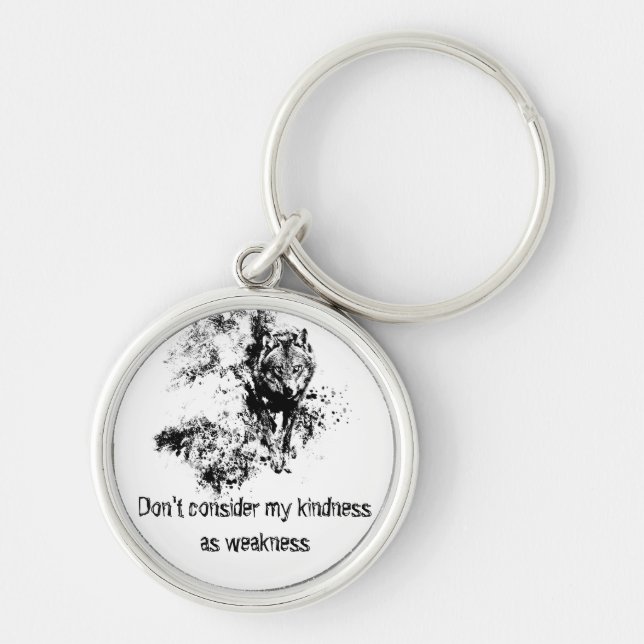 Porte-clés Graphic Art Grey Wolf Wildlife Kindness Quote (Devant)