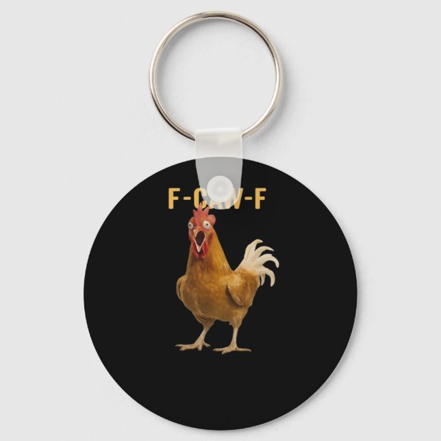 Porte-clés Graphique Créatif Essentiel de Poulet F-Caw-F (Recto)