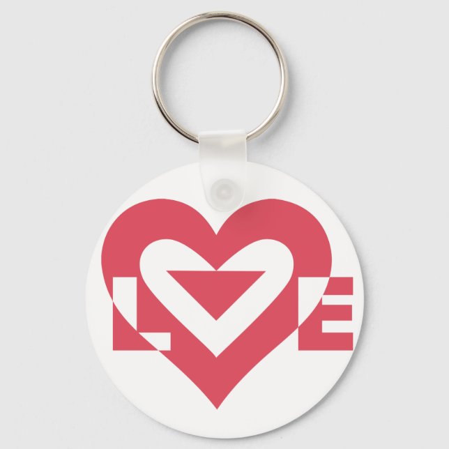 Porte-clés Graphique d'amour cool, rose cerise (Recto)