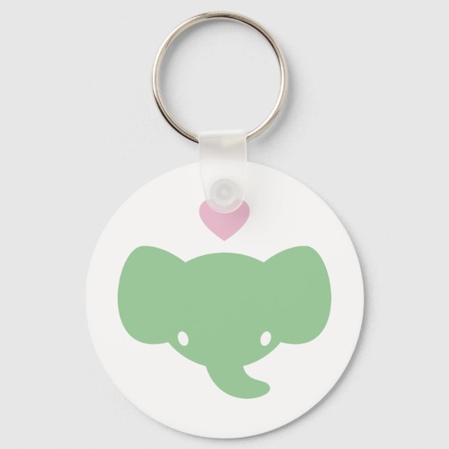 Porte-clés Graphique de coeur Eléphant mignon (Recto)