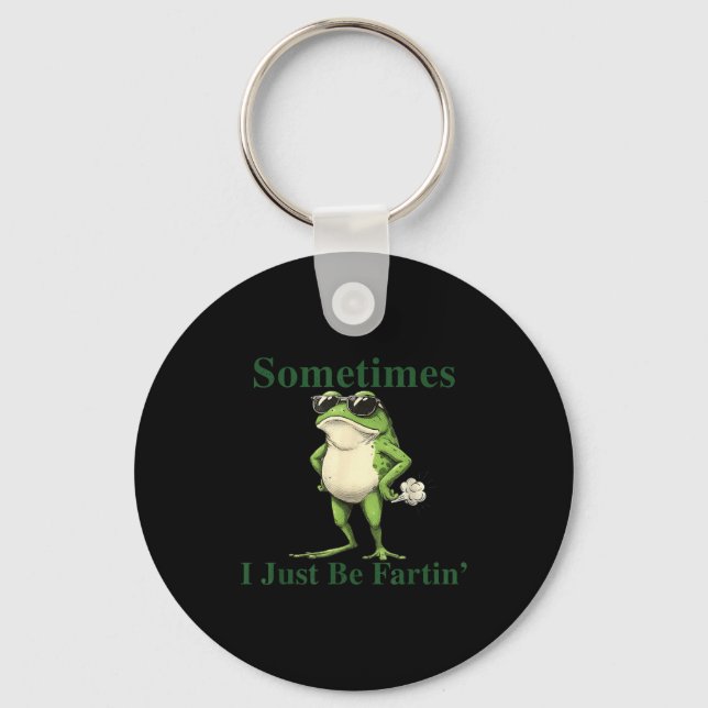 Porte-clés Graphique de grenouille drôle et cool Parfois je f (Recto)