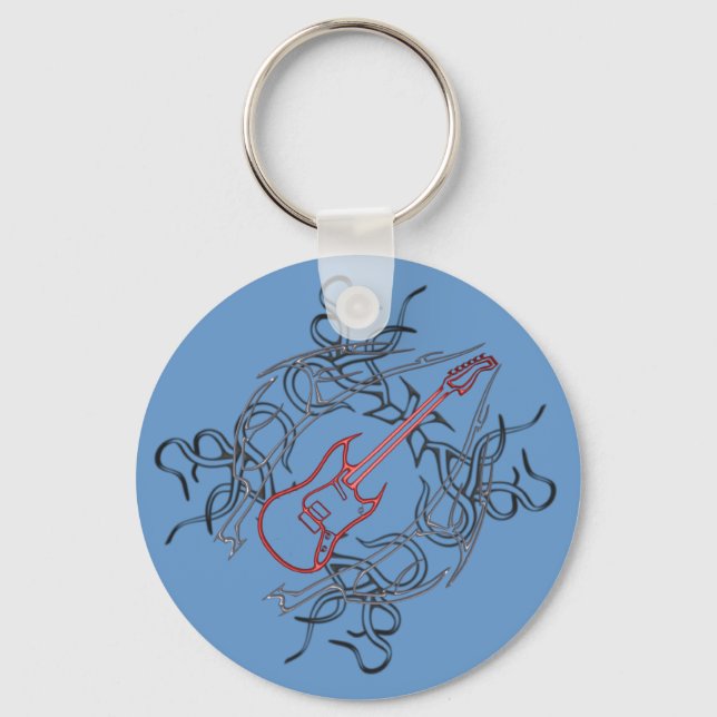 Porte-clés Graphique de guitare tribale (Recto)