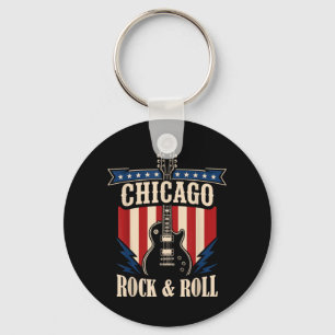 Porte-clés Graphique de la ville musicale rock et roll de Chi
