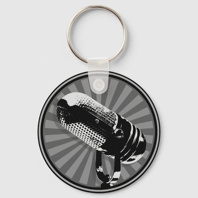 Porte-clés Graphique de microphone rétro (Recto)