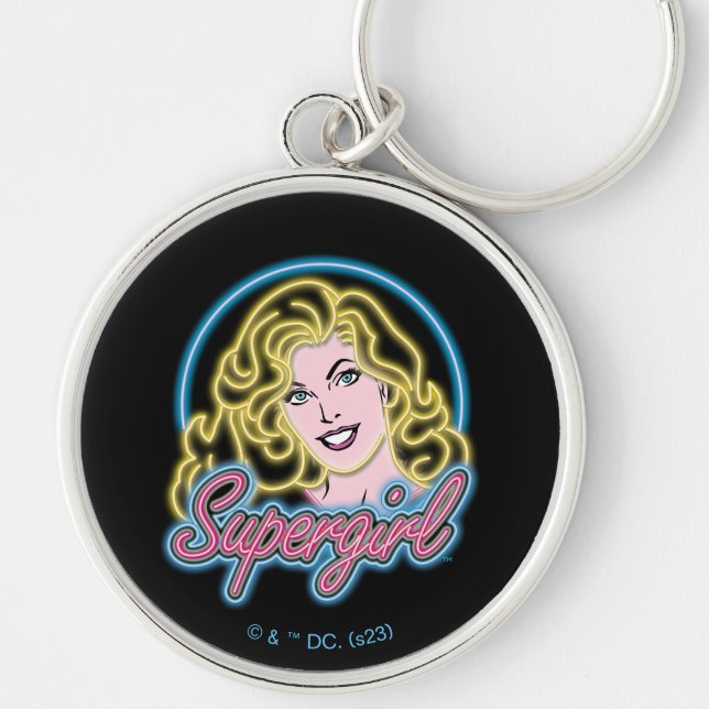 Porte-clés Graphique des lumières de Neon Retro Supergirl (Devant)