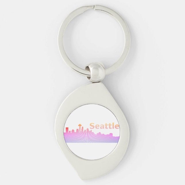 Porte-clés Graphique en silhouette de Seattle (Devant)