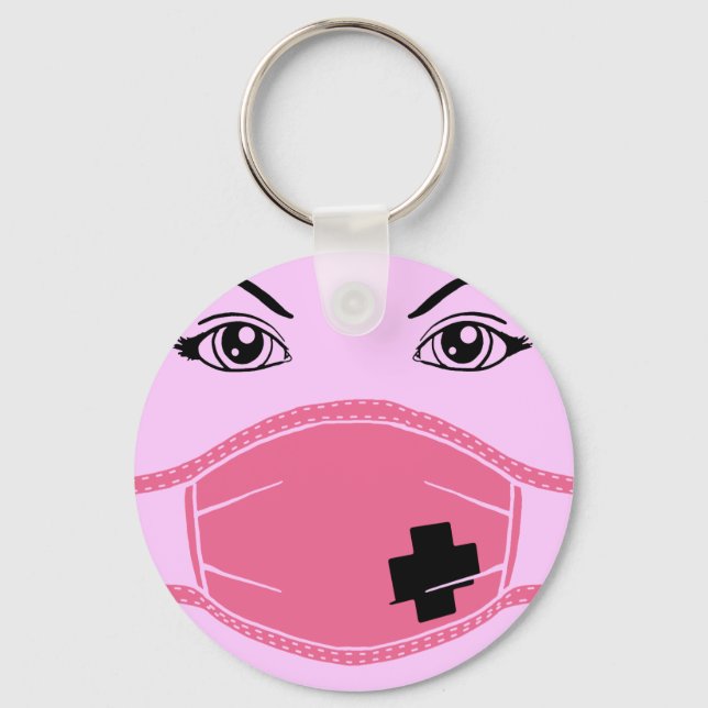 Porte-clés Graphique Masque Médicale rose (Recto)
