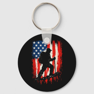 Porte-clés Graphique Randonneur Silhouette Drapeau Américain