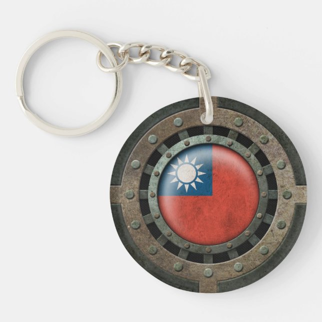 Porte-clés Graphique taiwanais en acier industriel de disque (Devant)