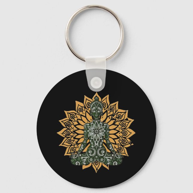 Porte-clés Graphique Zen Pose de Lotus de Yoga (Recto)