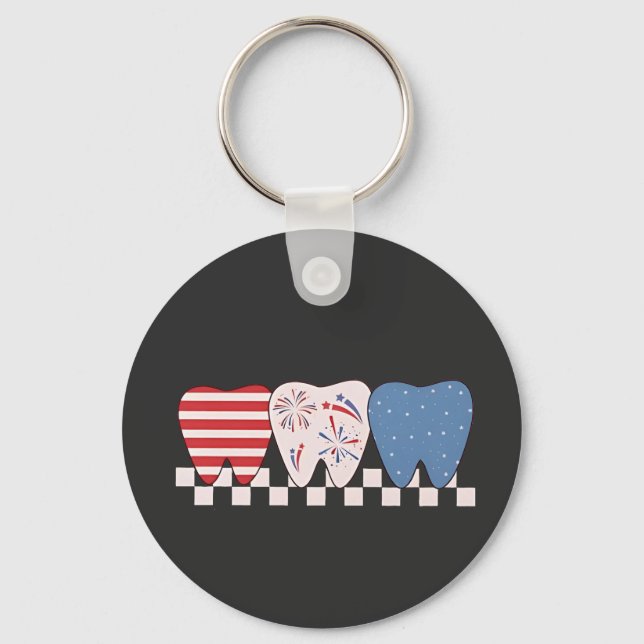 Porte-clés Graphisme à trois dents 4 juillet (Recto)