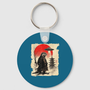 Porte-clés Graphisme d'art de guerrier japonais Otter Samurai