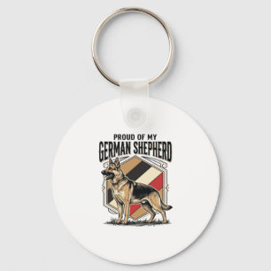 Porte-clés Graphisme de Berger Allemand Gravure Vintage Amour