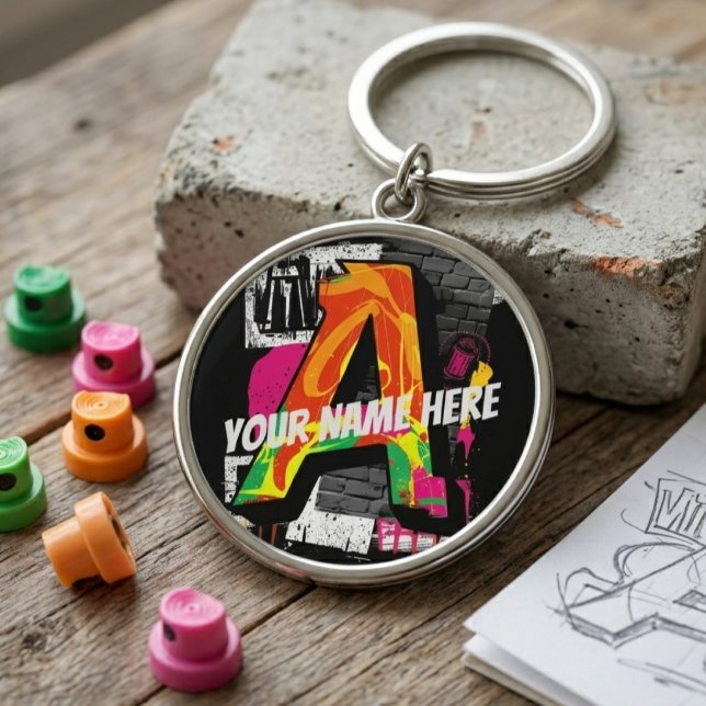 Porte-clés Graphisme de lettre «A» de style graffiti personna (Créateur téléchargé)