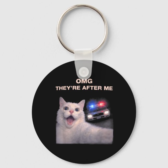 Porte-clés Graphisme de mème de style policier avec selfie de (Recto)