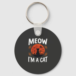 Porte-clés Graphisme de silhouette de chat de lune drôle d'Ha