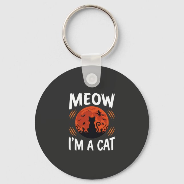 Porte-clés Graphisme de silhouette de chat de lune drôle d'Ha (Recto)