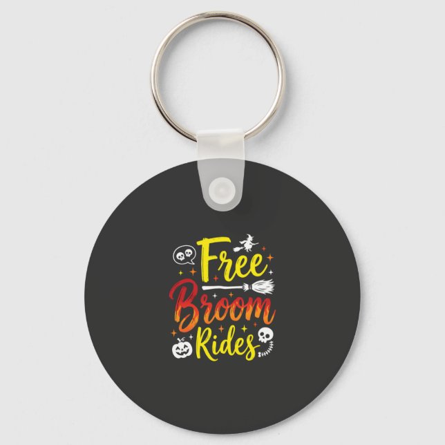 Porte-clés Graphisme de sorcière de Halloween à balai gratuit (Recto)