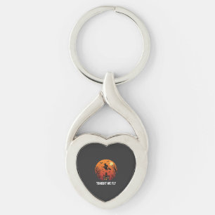 Porte-clés Graphisme de sorcière d'Halloween volant la nuit_1