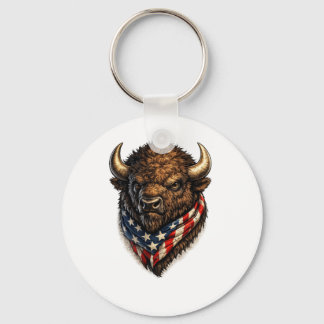 Porte-clés Graphisme de tête de buffle patriote américain