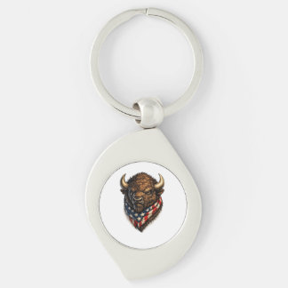 Porte-clés Graphisme de tête de buffle patriote américain