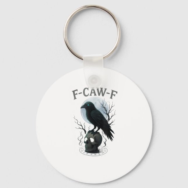 Porte-clés Graphisme Halloween crâne de corbeau corneille got (Recto)