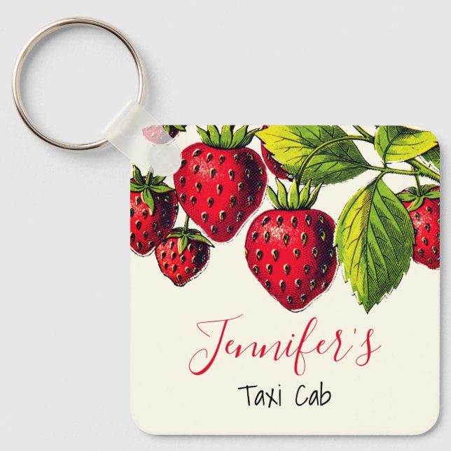 Porte-clés Graphisme personnalisé de fraises vintage (Recto)