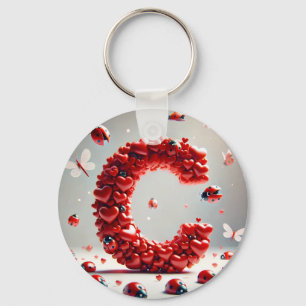 Porte-clés Grappe de cœurs créatifs de la lettre C