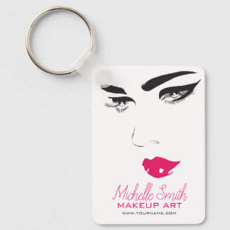 Porte-clés Gras Minimaliste Rose Noir Moderne Maquilleuse QR
