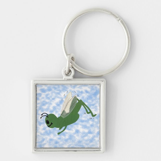 Porte-clés Grasshopper Whimsical Cartoon Art (Devant)