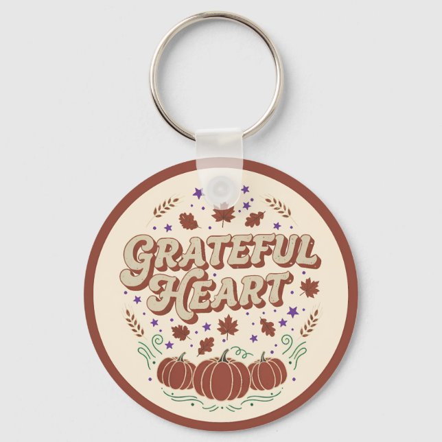 Porte-clés Grateful Heart Autumn Pumpkin Design (Recto)