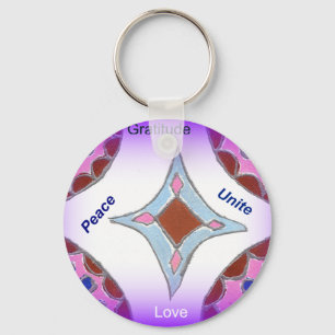 Porte-clés "Gratitude Paix Amour Unité" Impression d'art Mand