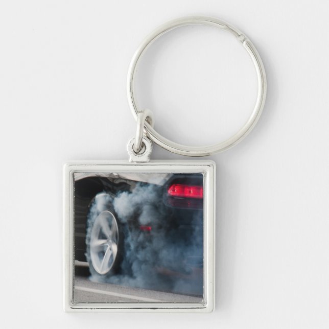 Porte-clés Gravure de voiture noire (Devant)