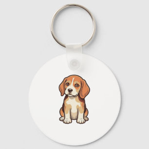 Porte-clés Gravure vintage chiot Beagle Art vectoriel_1