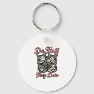 Porte-clés Gravure vintage de chat drôle Da Fluff They Doin D