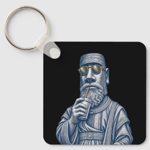 Porte-clés gravure vintage homme de pierre cool