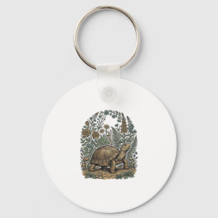 Porte-clés Gravure vintage tortue jardin botanique