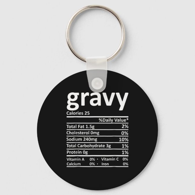Porte-clés Gravy Nutrition Facts Funny Thanksgiving Christmas (Recto)