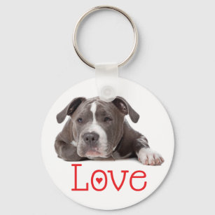 Porte-clés Gray American Staffordshire Terrier Chien chiot