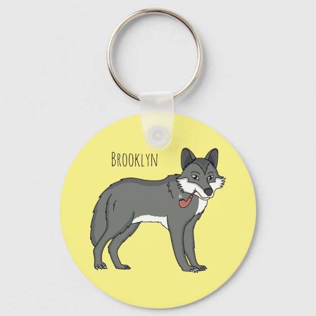 Porte-clés Gray wolf with pipe cartoon (Recto)