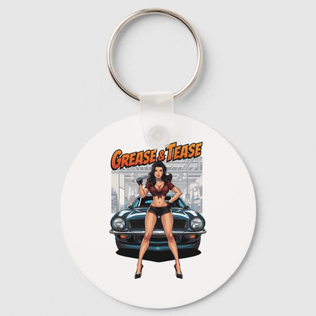 Porte-clés Grease & Tease – Hot Rod Pin-Up Girl (Recto)