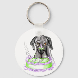 Porte-clés Great Dane Black UC gâteau d'anniversaire