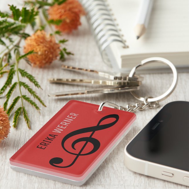 Porte-clés great red musical key-chain with name and initials (Devant droit)