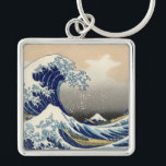 Porte-clés Great Wave Kanagawa Japanese Painting<br><div class="desc">Japanese Woodcut Wave -- Mount Fuji Wave by Hokusa A big wave is out in the ocean -- and you see Mount Fuji in the distant background -- the wave curls around the great Mt. Fuji. The giant wave is so intense that you might almost miss the boaters in the...</div>
