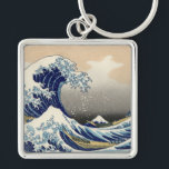 Porte-clés Great Wave Kanagawa Japanese Painting<br><div class="desc">Japanese Woodcut Wave -- Mount Fuji Wave by Hokusa A big wave is out in the ocean -- and you see Mount Fuji in the distant background -- the wave curls around the great Mt. Fuji. The giant wave is so intense that you might almost miss the boaters in the...</div>
