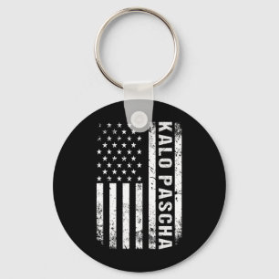 Porte-clés Grec Pâques Kalo Pascha Retro Us Drapeau Amérique
