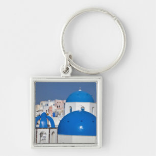 Porte-clés Grèce, Santorin. Clocher et dômes bleus de