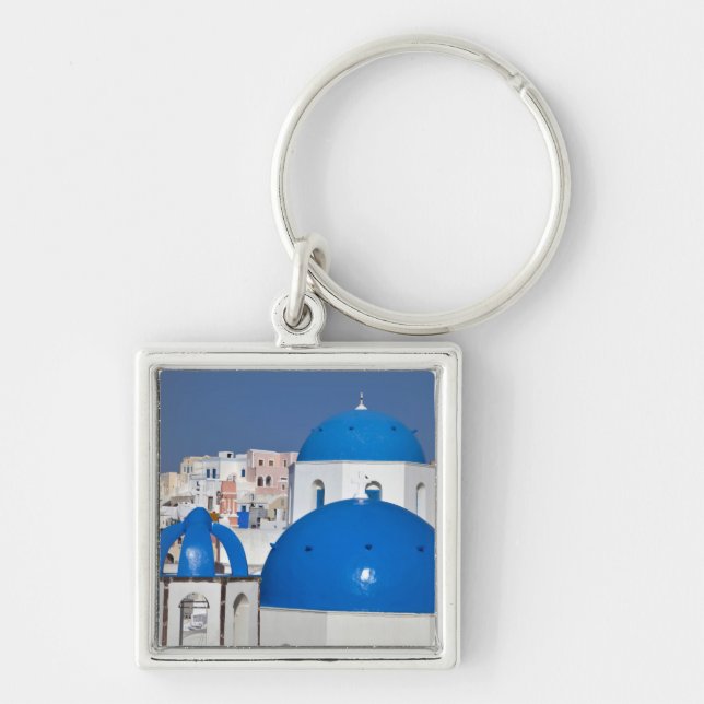 Porte-clés Grèce, Santorin. Clocher et dômes bleus de (Devant)