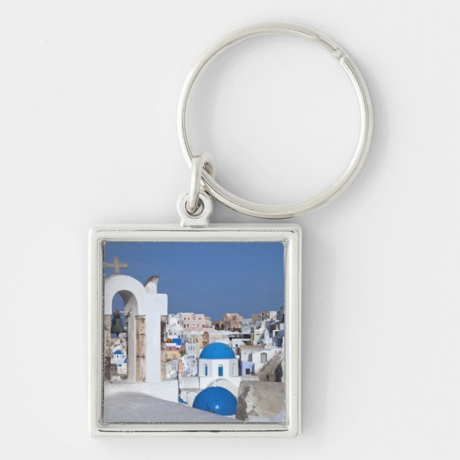 Porte-clés Grèce, Santorin. Clocher et dômes bleus de 2 (Devant)